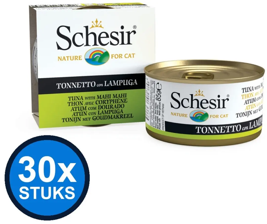 Schesir Tonijn & Goudmakreel in Gelei Kattenvoer Natvoer 30x85g
