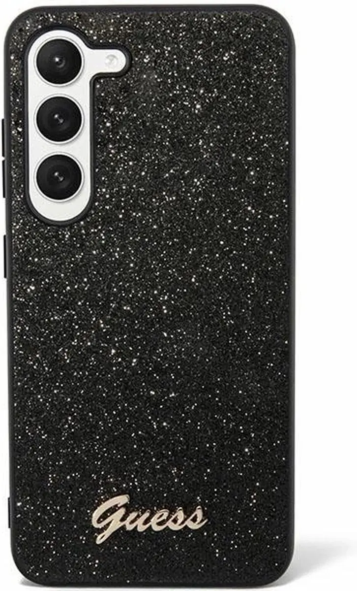 GUESS Glitter Back Case Samsung Galaxy S24 Ultra - Zwart