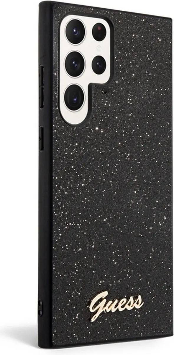 GUESS Glitter Back Case Samsung Galaxy S24 Ultra - Zwart
