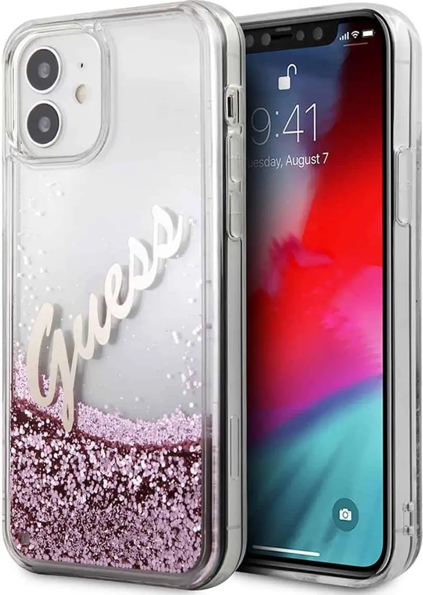 GUESS Liquid Glitter Vintage Hoesje iPhone 12 Mini