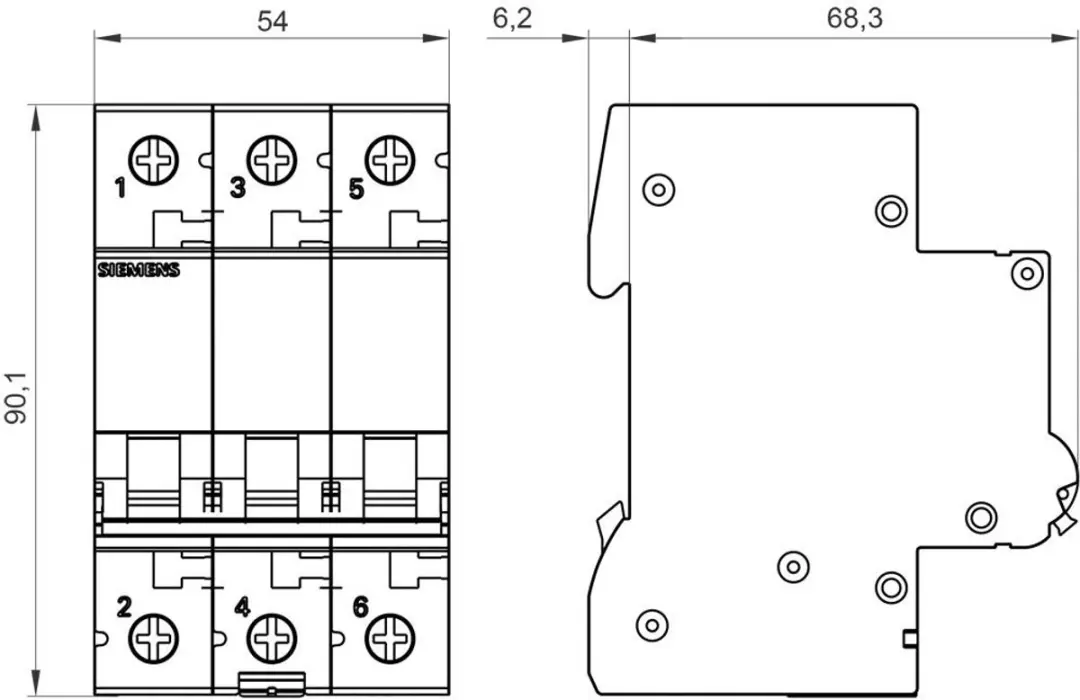 Siemens 5SL6363-7 Zekeringautomaat 3-polig 63A