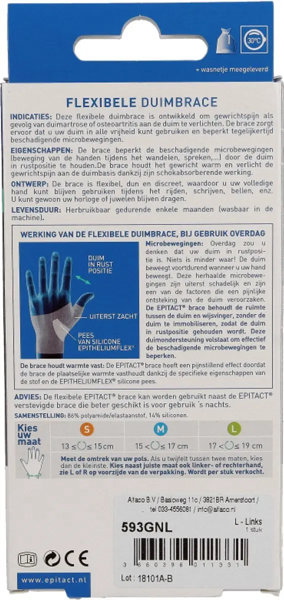 Epitact Duimorthese Dag L - Flexibele Beige Ondersteuning