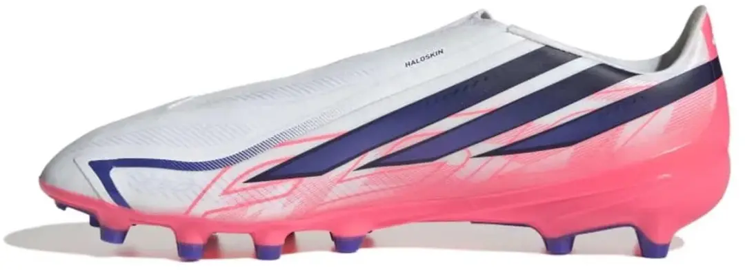 adidas F50 Hyperfast League Laceless AG Voetbalschoenen 45 1/3 - Ftwr White/Solar Purple