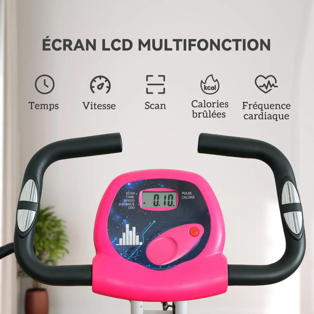 Homcom Magnetische Hometrainer 43x97x109cm - 8 Niveaus - Roze