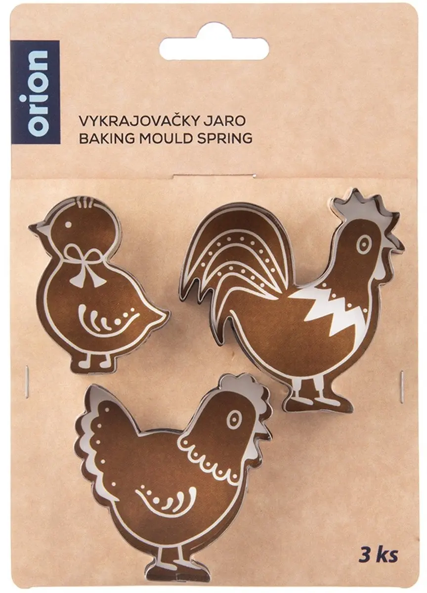Orion Koekjesuitstekers Set 3 Stuks - Rooster Kuiken Kip - Roestvrij Staal
