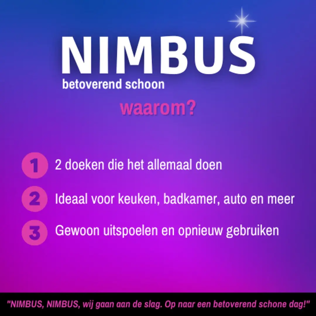 Nimbus XXL Raamdoeken Set - Wonderdoek 2-in-1 & Droogdoek - Blauw