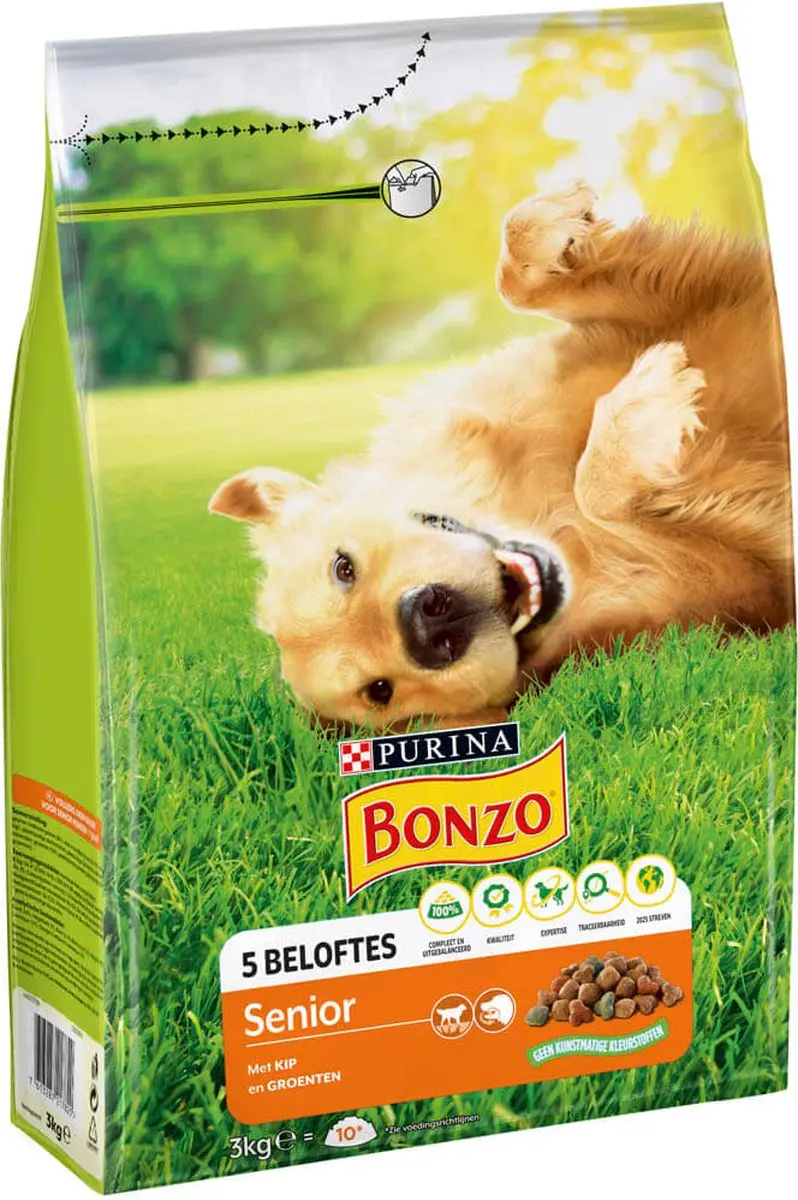 Bonzo Friskies Senior Kip & Groenten Hondenvoer 3kg