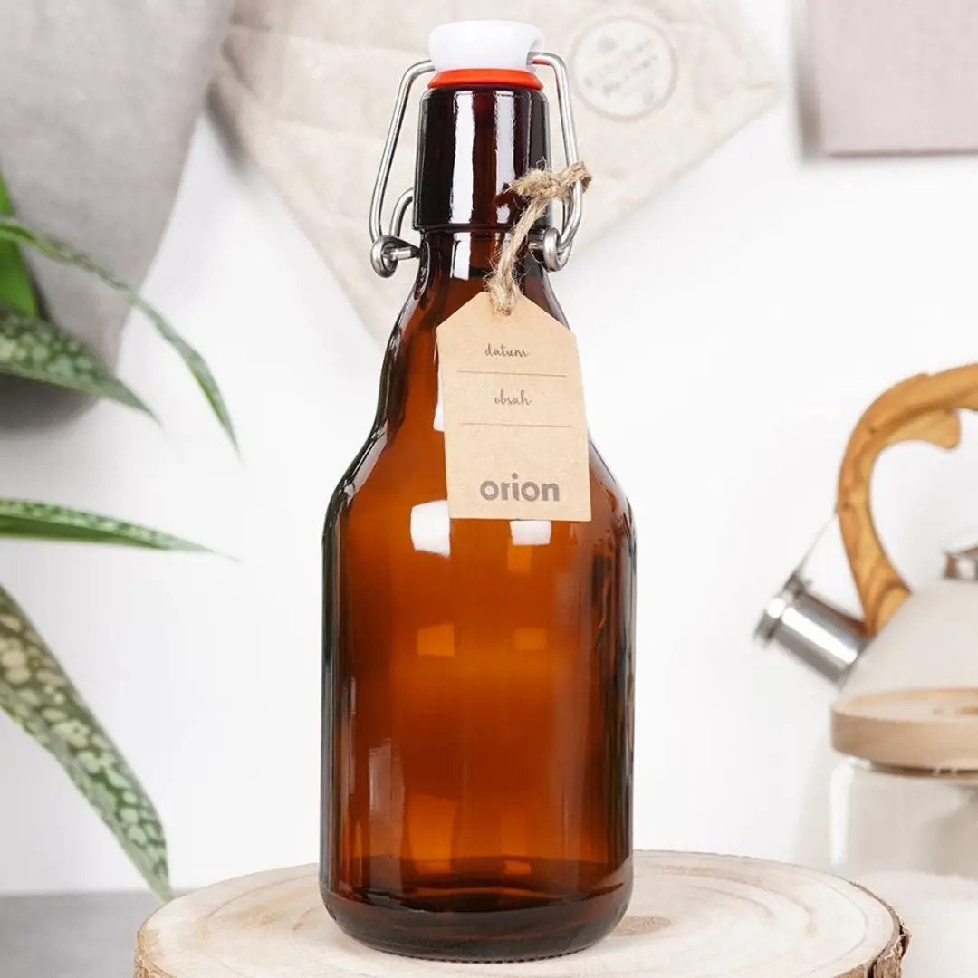 Orion Retro Stijl Glazen Fles 340ml - Bruin