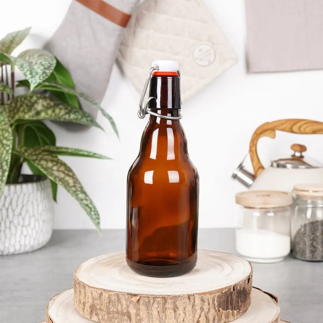 Orion Retro Stijl Glazen Fles 340ml - Bruin