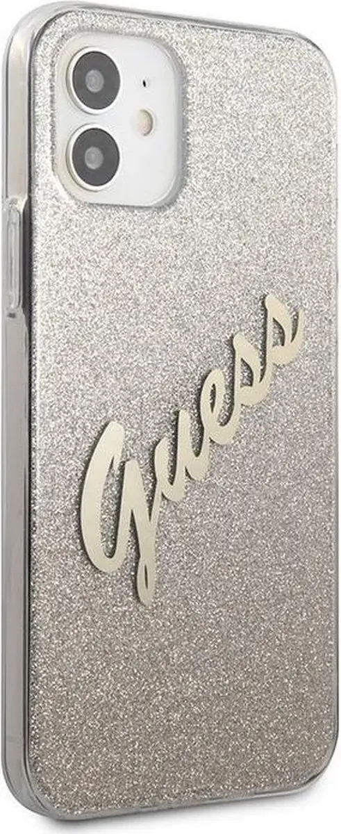 GUESS Gradient Vintage Glitter Back Case - iPhone 12 Mini - Goud