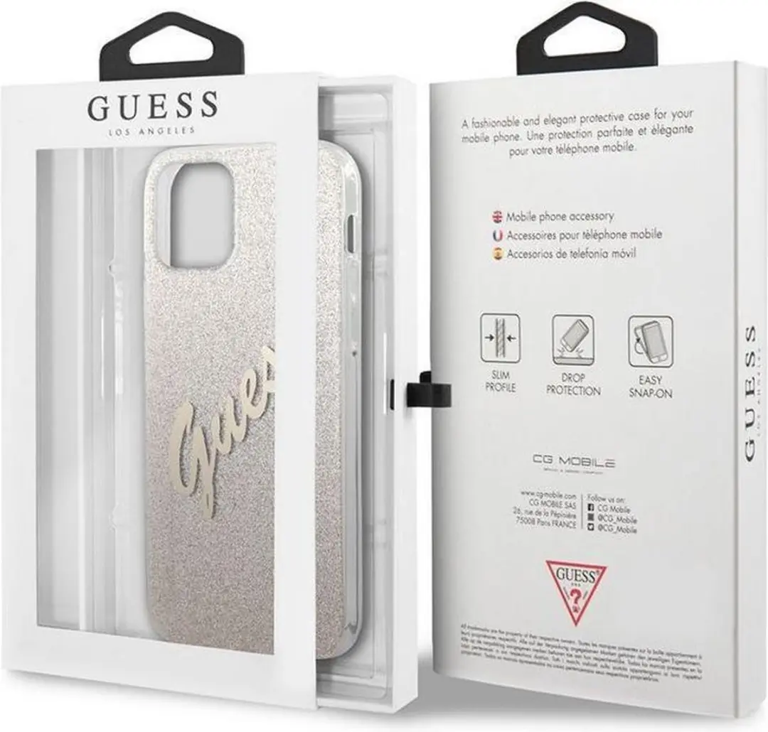 GUESS Gradient Vintage Glitter Back Case - iPhone 12 Mini - Goud - afbeelding 6 van 6