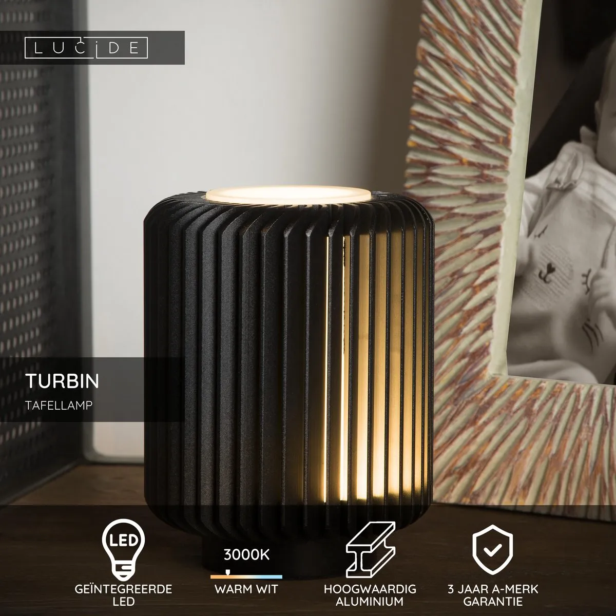 Lucide Turbin Tafellamp 5W - Zwart