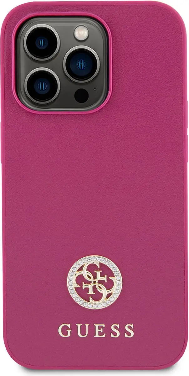 GUESS 4G Strass Metal Logo Back Case - Roze
