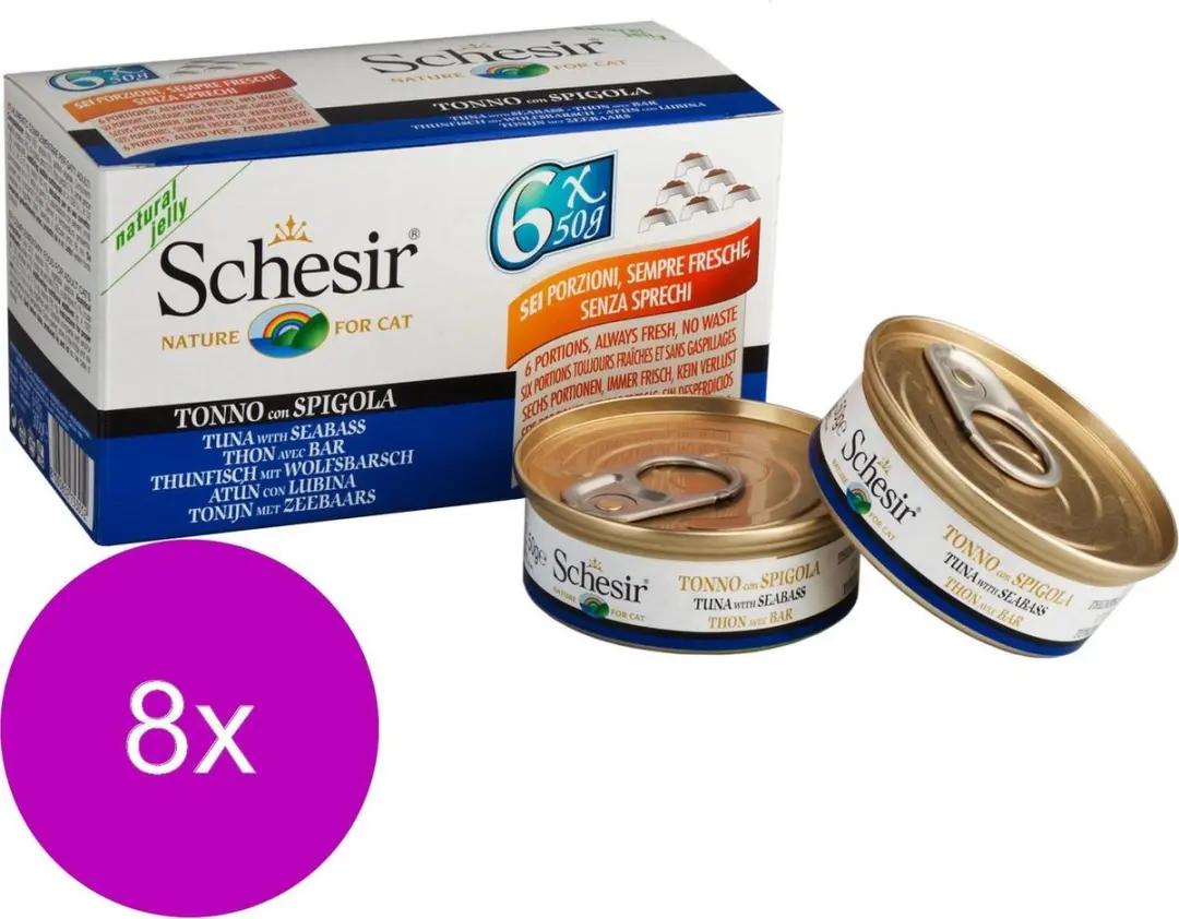 Schesir Kat Blik Gelei Tonijn & Baars 48 Stuks