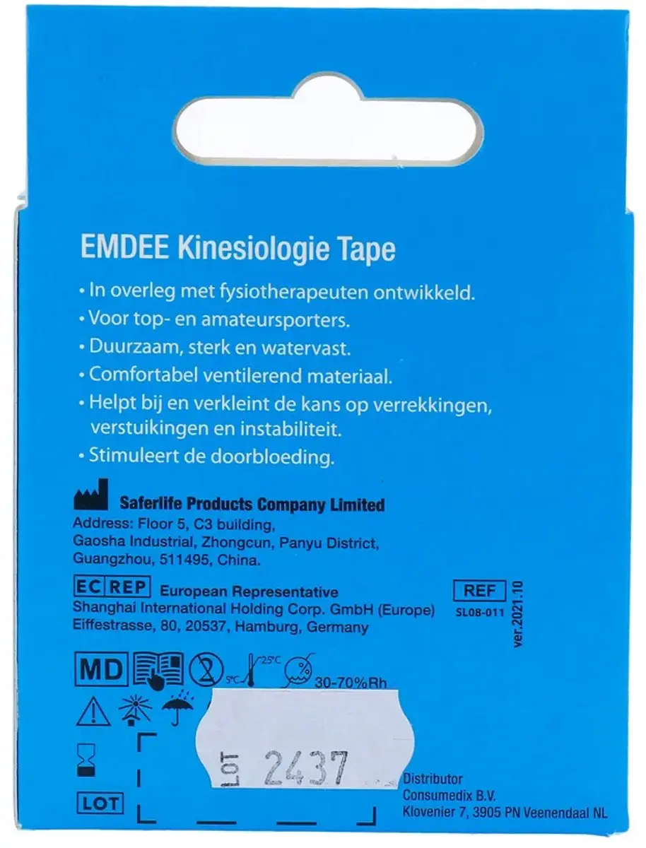 Emdee Kinesio Tape Blauw - 1 Stuks