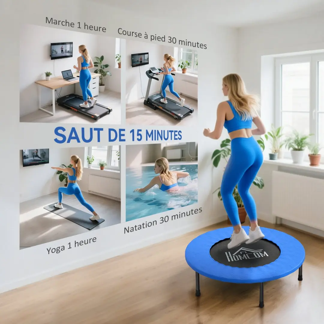 Homcom Trampoline 81x81x22,5cm - Blauw/Zwart