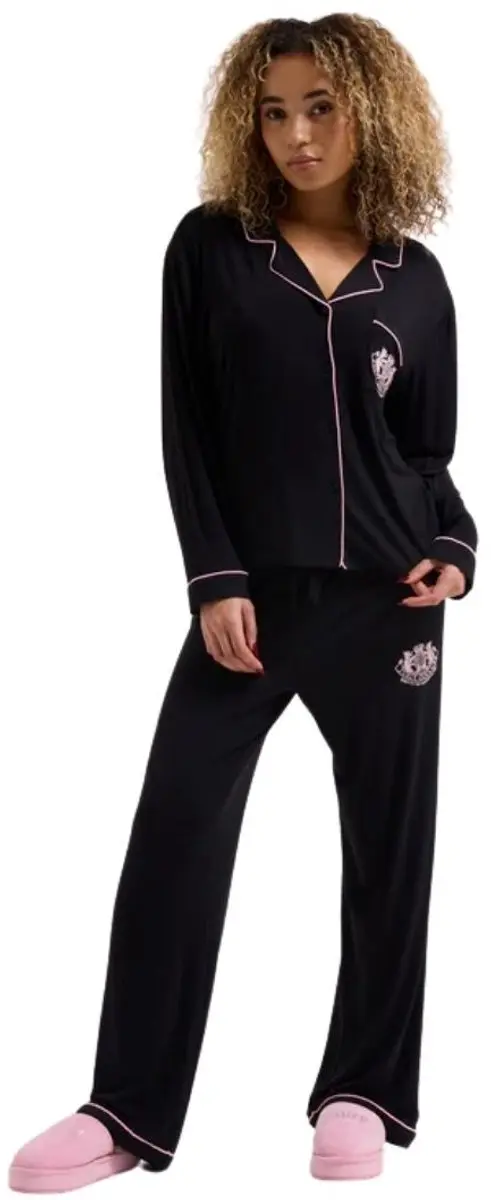 Juicy Couture Jersey Ls Button Up Top - XL - Zwart