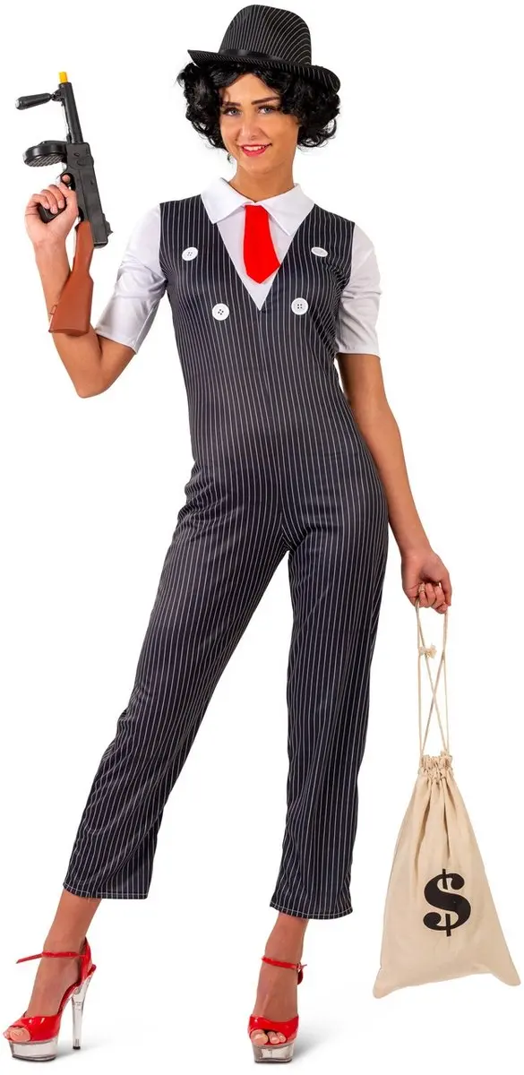 Espa Gangsterpak Dames Gwen - Rood/Wit/Zwart