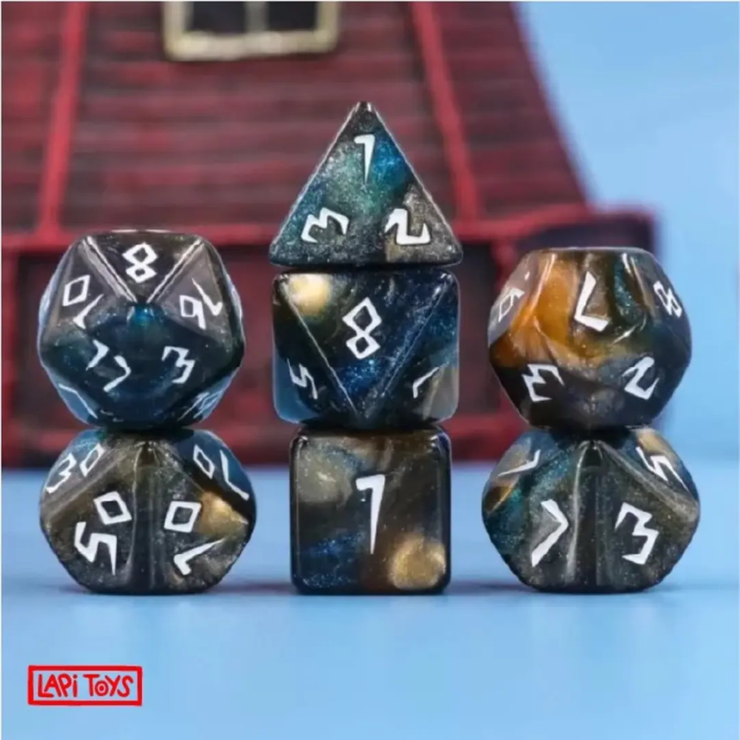 Lapi Toys DnD Dice Set Polydice - 7 Stuks Acryl Meerkleurig