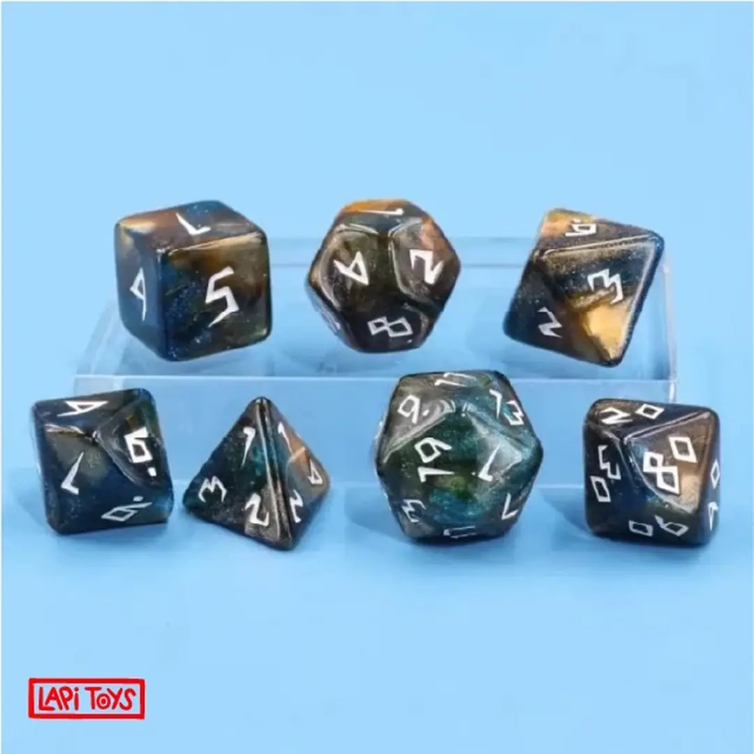 Lapi Toys DnD Dice Set Polydice - 7 Stuks Acryl Meerkleurig