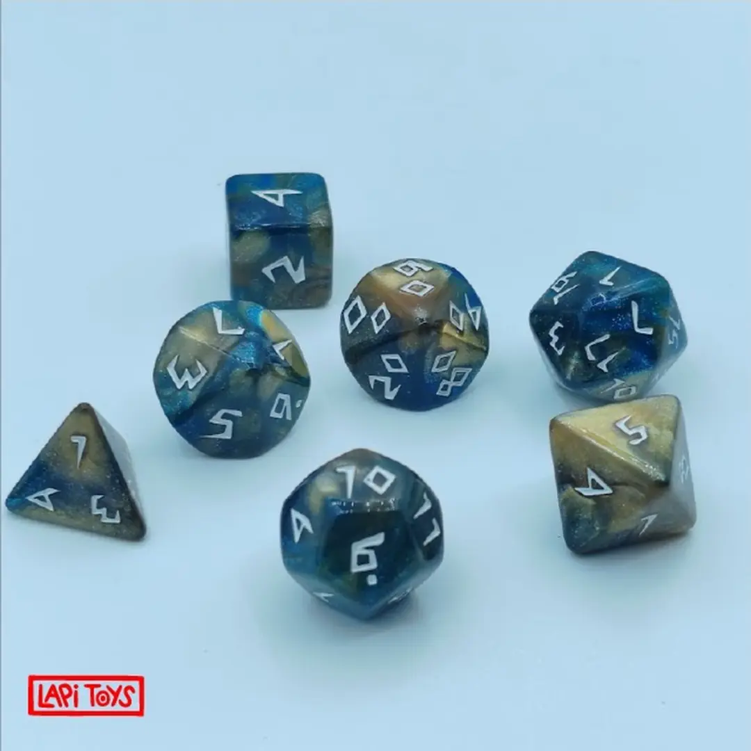 Lapi Toys DnD Dice Set Polydice - 7 Stuks Acryl Meerkleurig