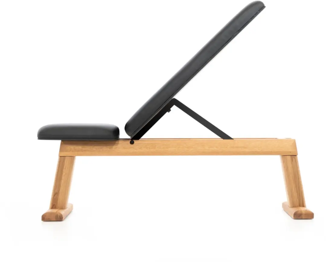 Nohrd WeightBench Halterbank Notenhout - 50mm Halter - Zwart Kunstleer