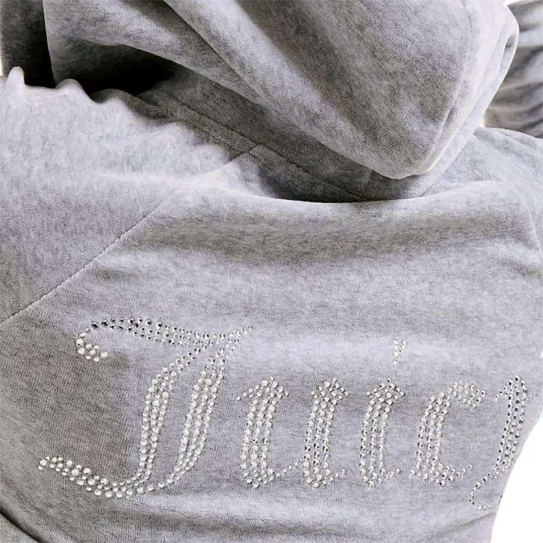 Juicy Couture Madison Classic Velour Hoodie - XL - Grijs
