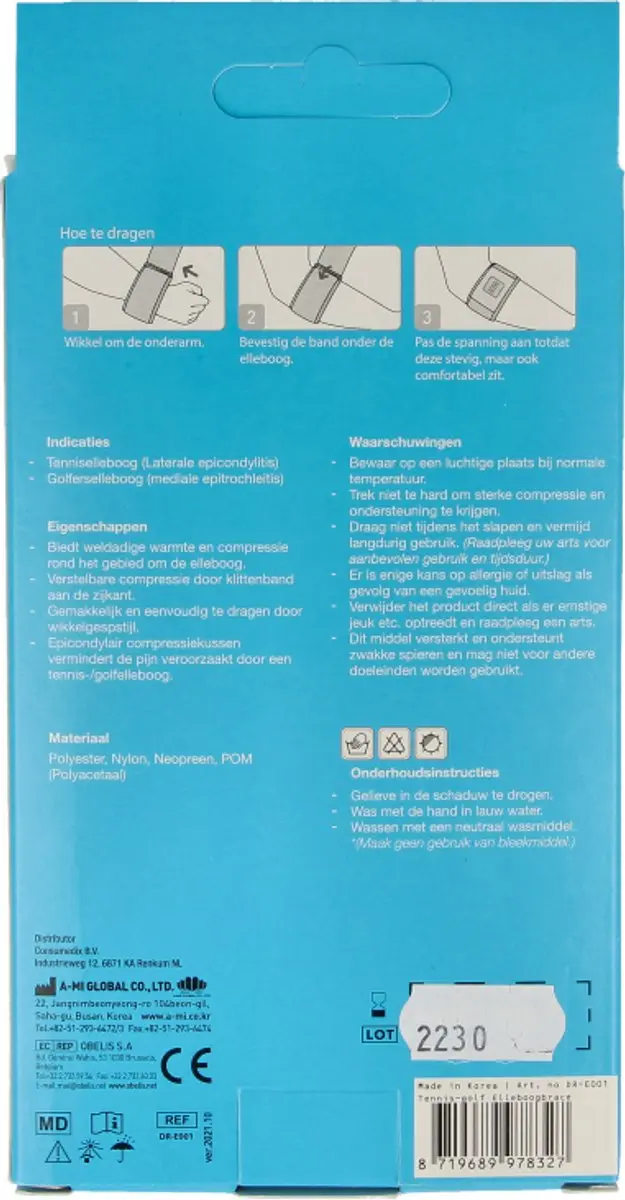 Emdee Tennis-Golf Elleboogbrace - Blauw