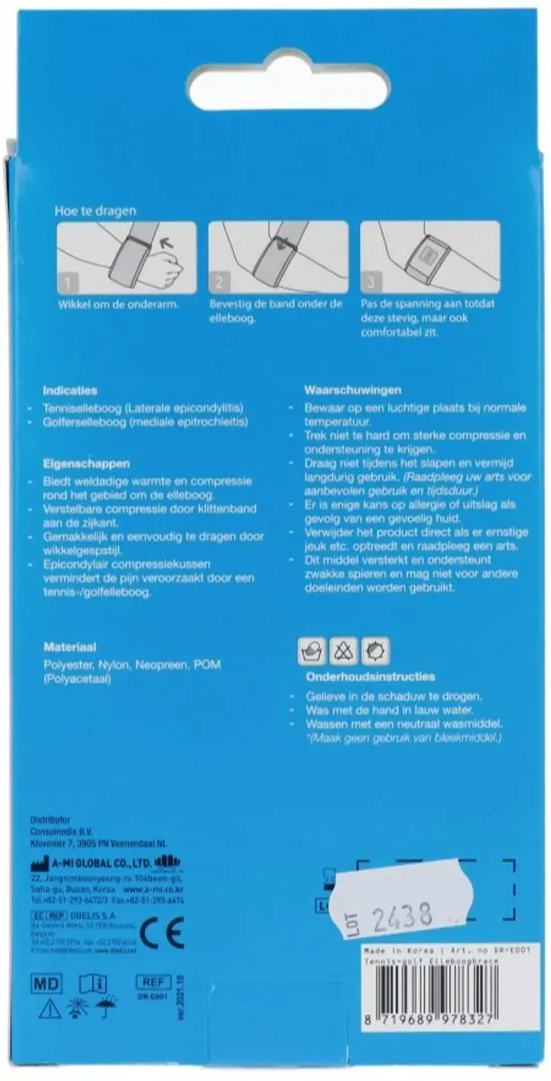 Emdee Tennis-Golf Elleboogbrace - Blauw