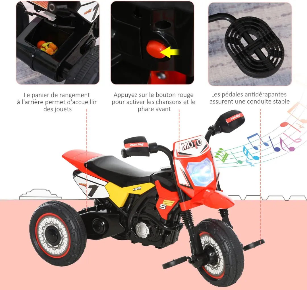 Homcom Kinderdriewieler - Rood - afbeelding 6 van 6