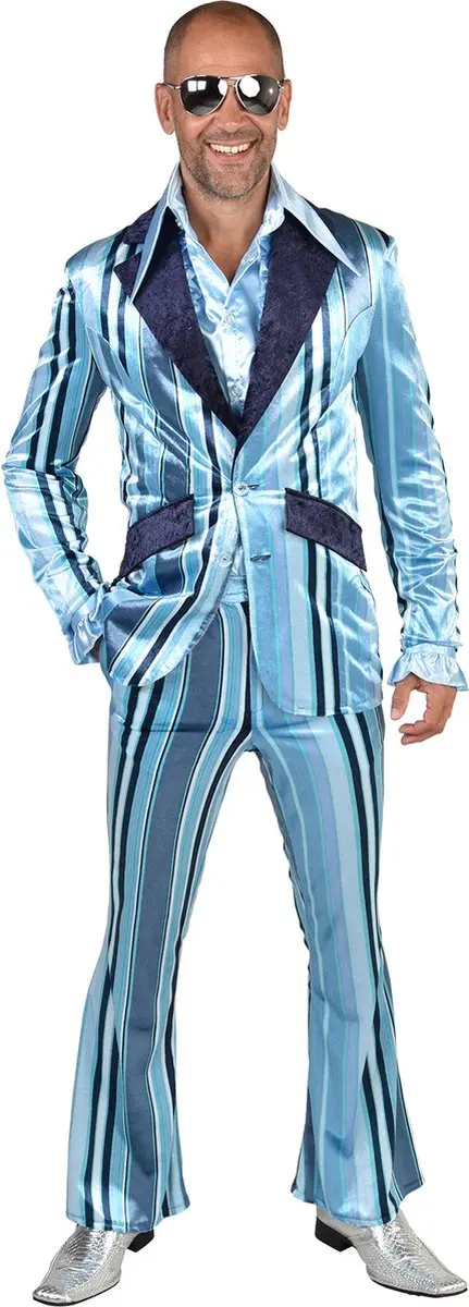 70's pak strepen blauw