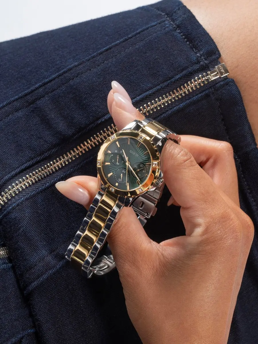 Guess Mist GW0723L1 Horloge - 35mm - Goud/Zilver Groen - afbeelding 6 van 6