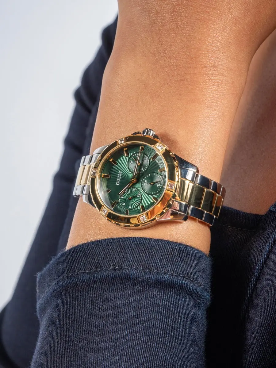 Guess Mist GW0723L1 Horloge - 35mm - Goud/Zilver Groen