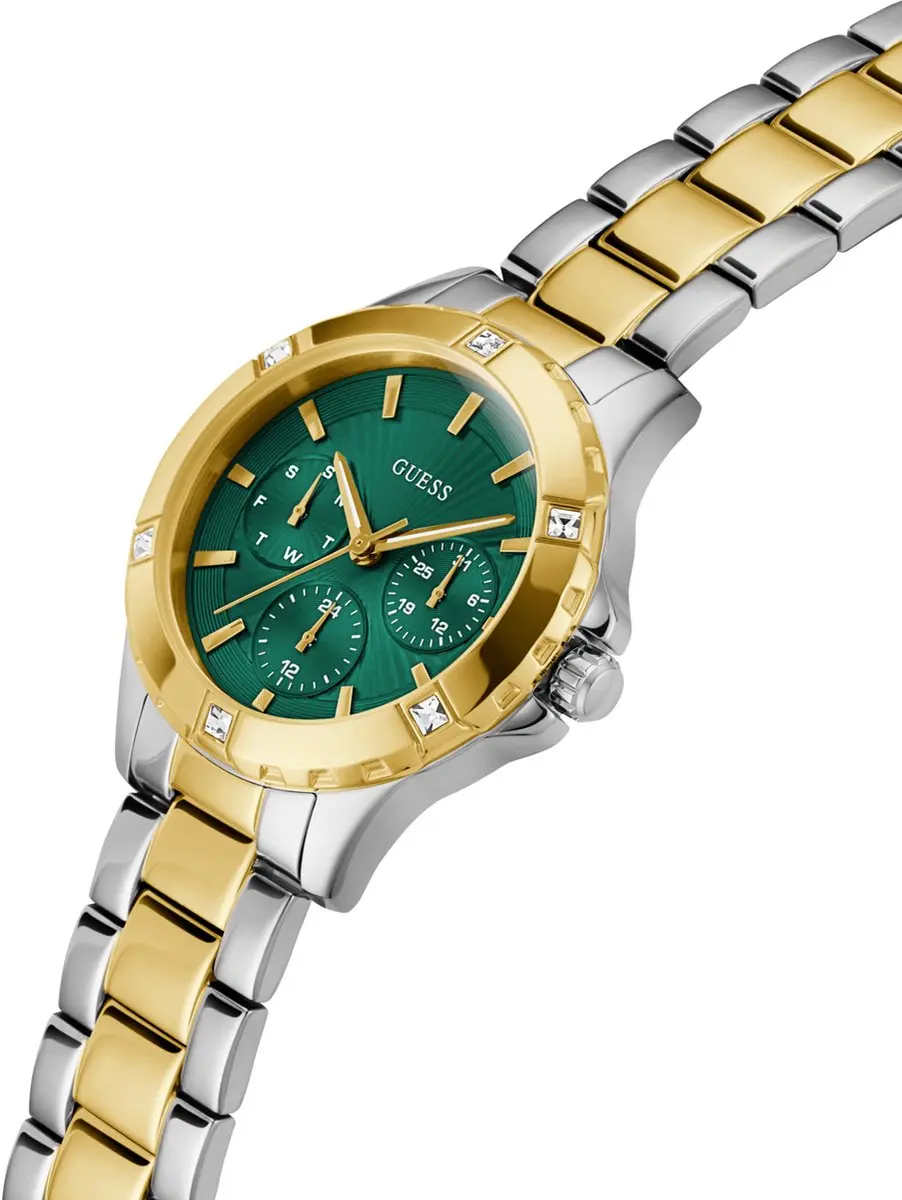 Guess Mist GW0723L1 Horloge - 35mm - Goud/Zilver Groen