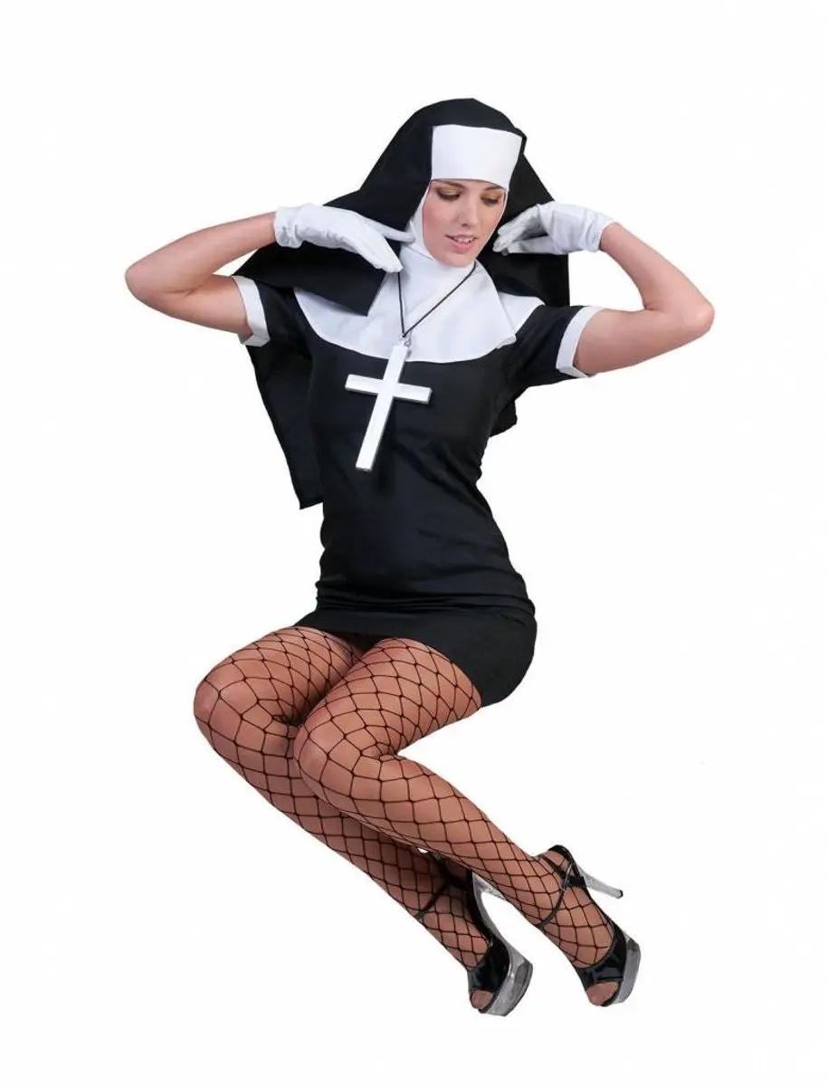 Espa Zuster Maria Kostuum - XXL/XXXL - Wit/Zwart