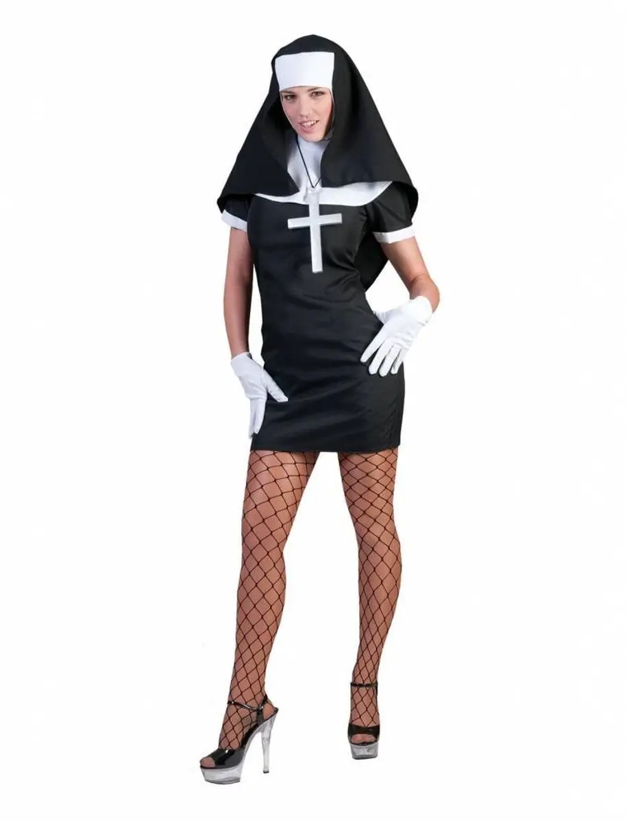 Espa Zuster Maria Kostuum - XXL/XXXL - Wit/Zwart