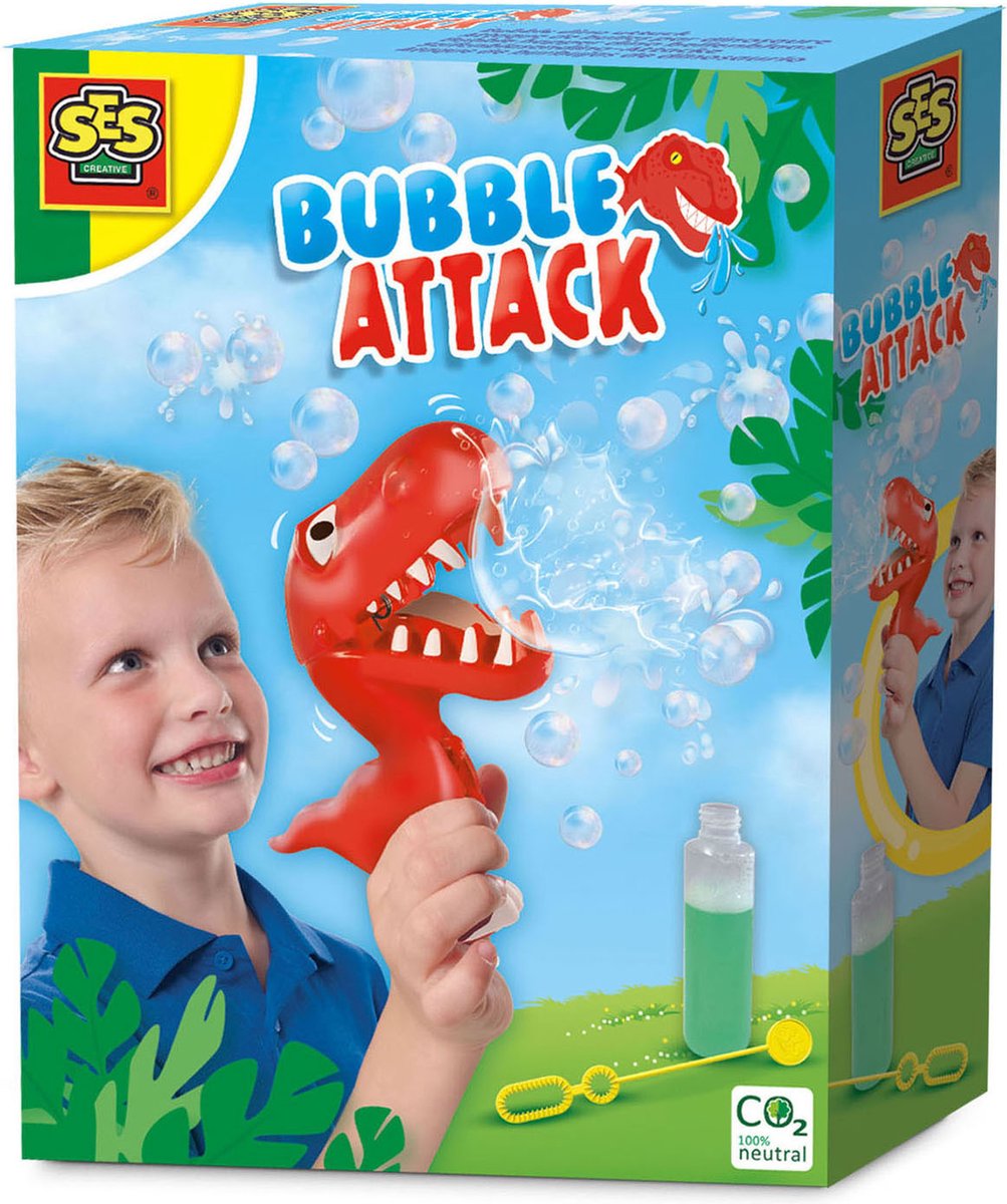 SES - Bubble Happer Dino - sterk bellenblaassop - goed uitwasbaar - met happende dino - Dinosaurus Speelgoed