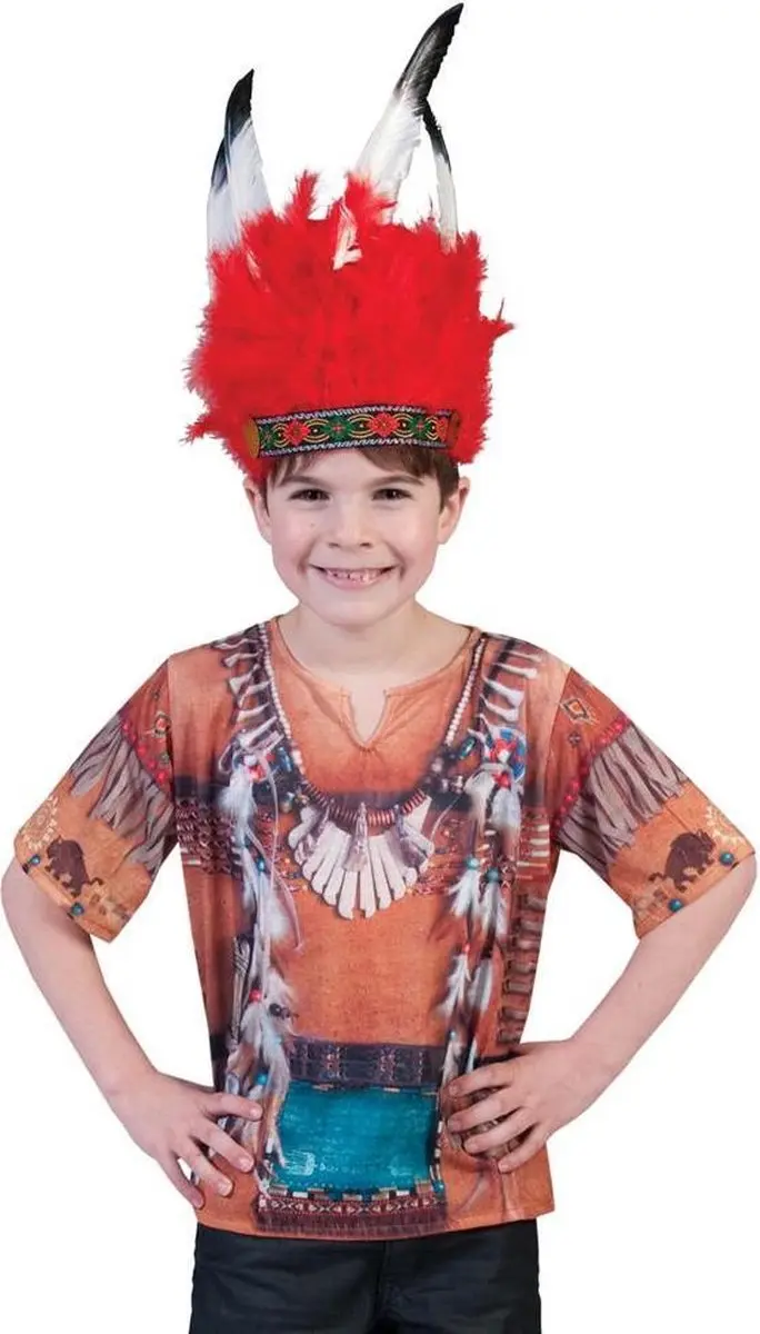 Espa Indianen Shirt 3D Kind - Maat 122 - Wit/Bruin