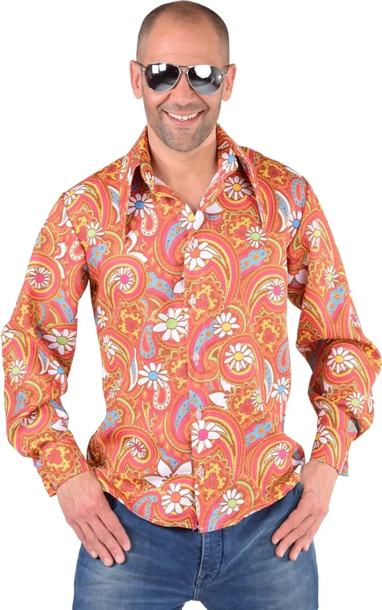 Espa Flower Power Blouse - Heren L/XL - Oranje/Bruin