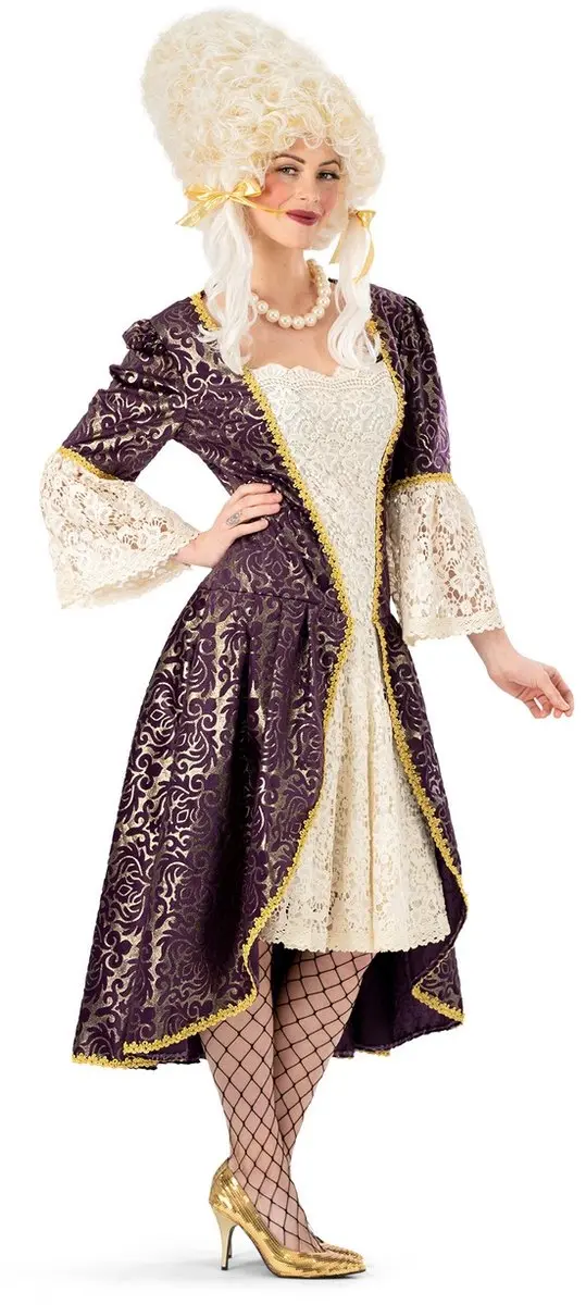 Espa Barok Jurk Bernadette - S/M - Wit/Paars
