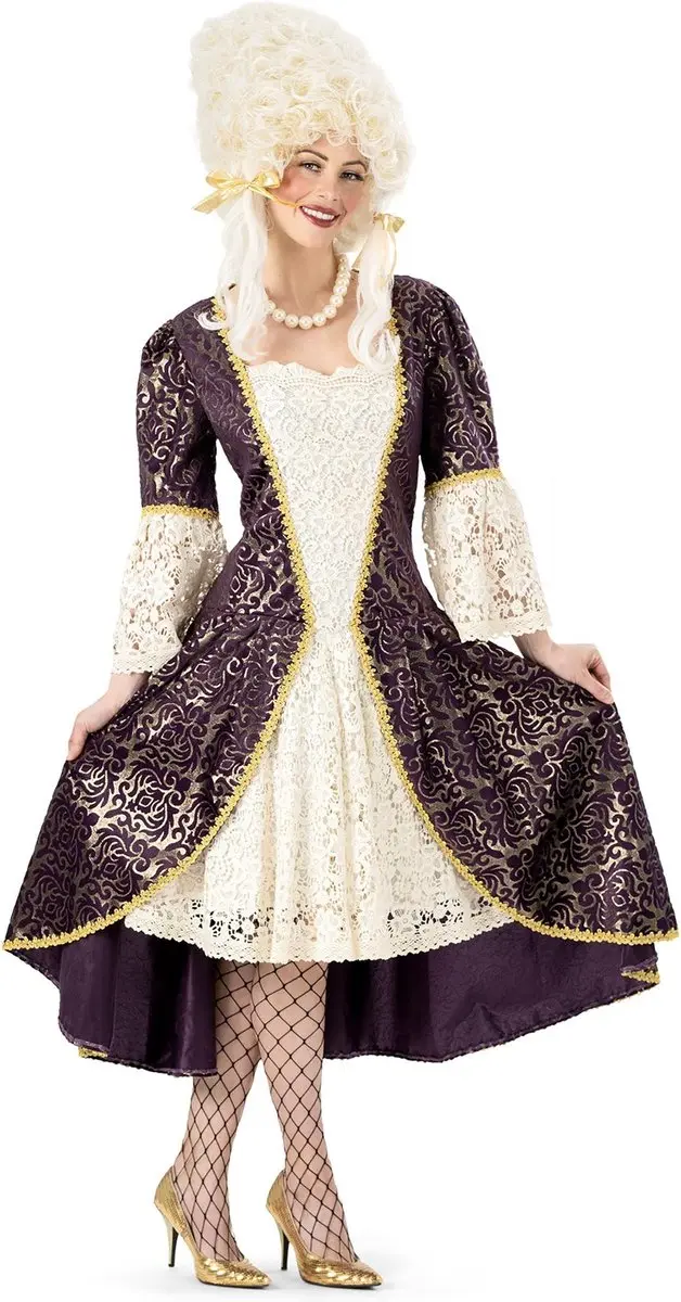 Espa Barok Jurk Bernadette - S/M - Wit/Paars