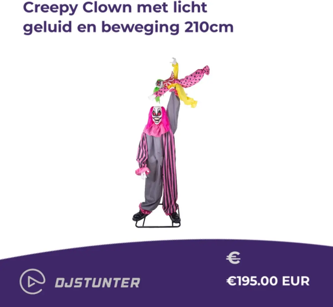 ESPA Geanimeerde Clown met Geluid - 210cm - Multicolor