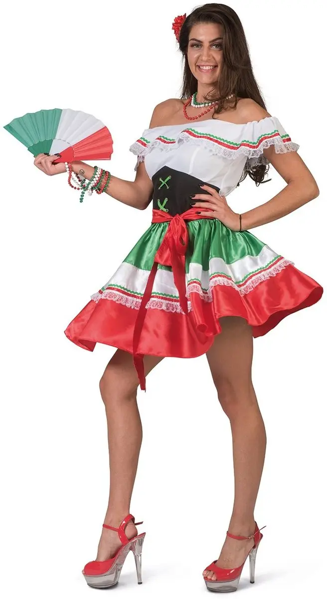 Espa Mexicaanse jurk Maria - Rood/Groen/Wit