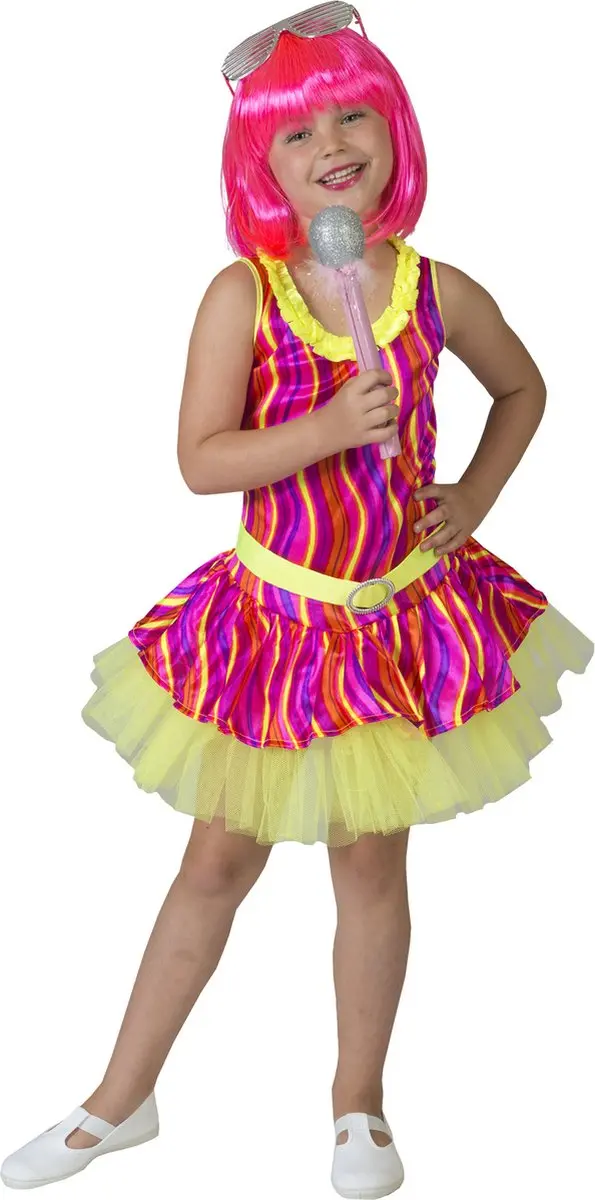 Espa Punk & Rock Kostuum Rock Diva Jurk 140 - Roze