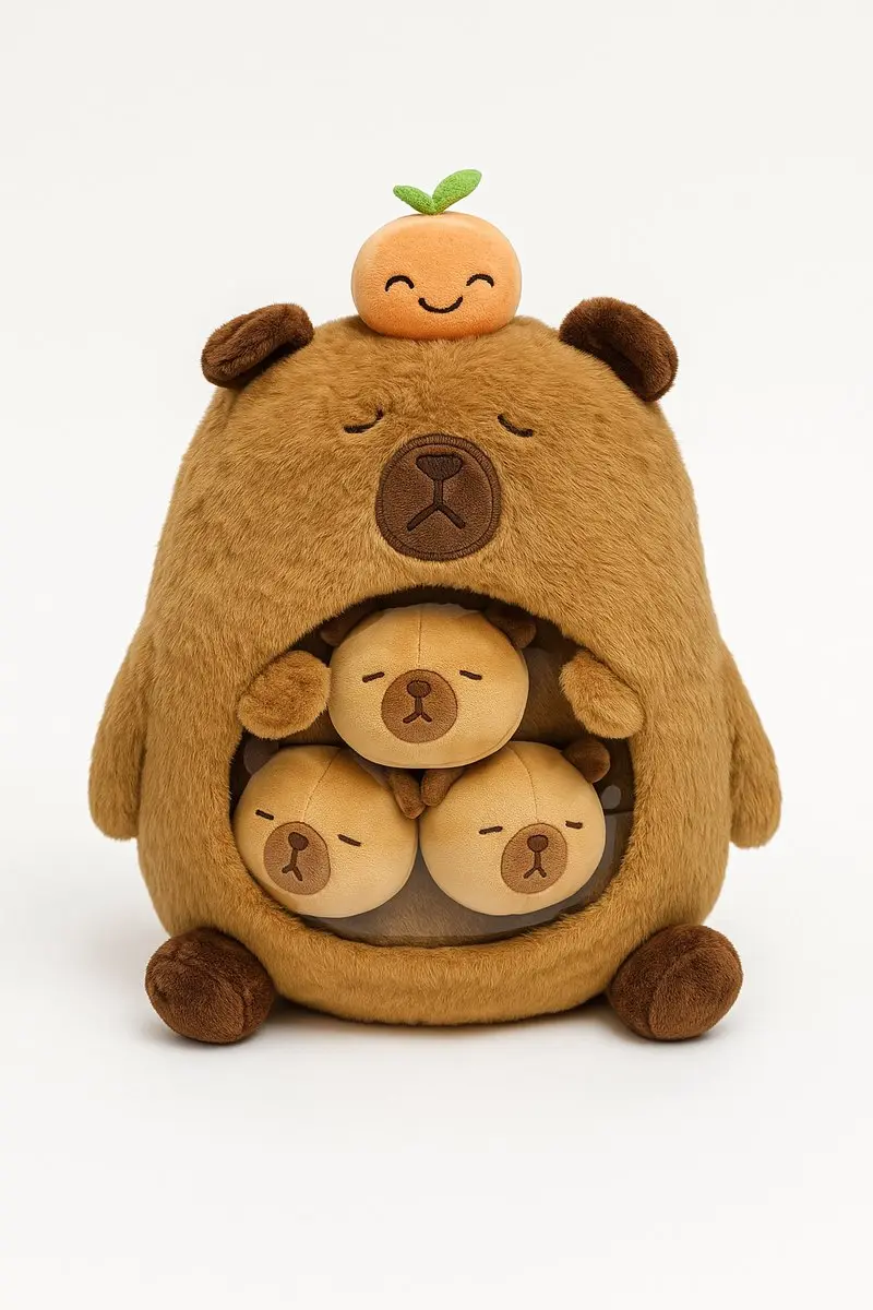 MagniToys Capibara Knuffelkussen 40cm - Transparant Buikvenster