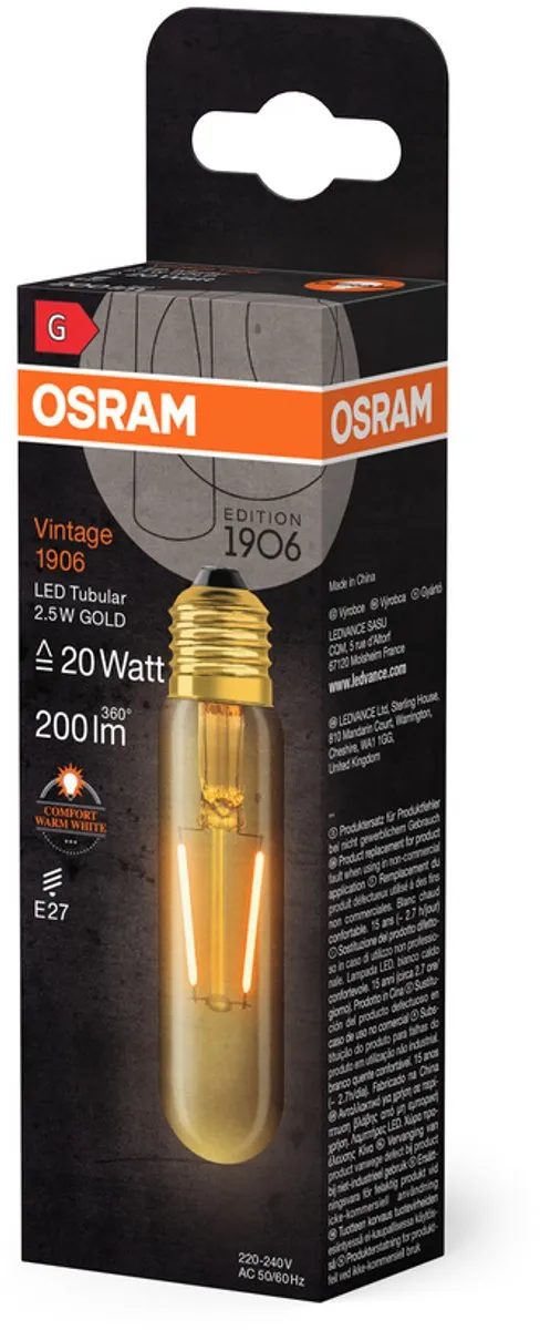 LEDVANCE Vintage 1906 E27 2.5W 200lm - Goud