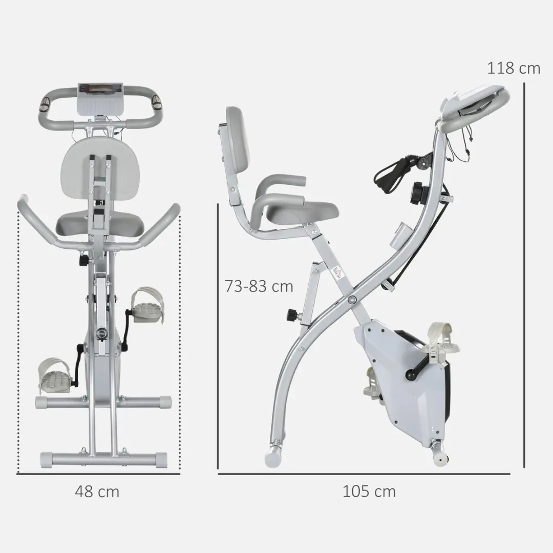 Homcom Magnetische Hometrainer 105x48x118cm - Zwart/Zilvergrijs