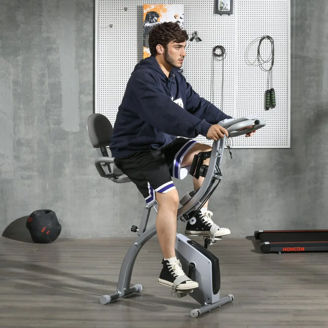 Homcom Magnetische Hometrainer 105x48x118cm - Zwart/Zilvergrijs