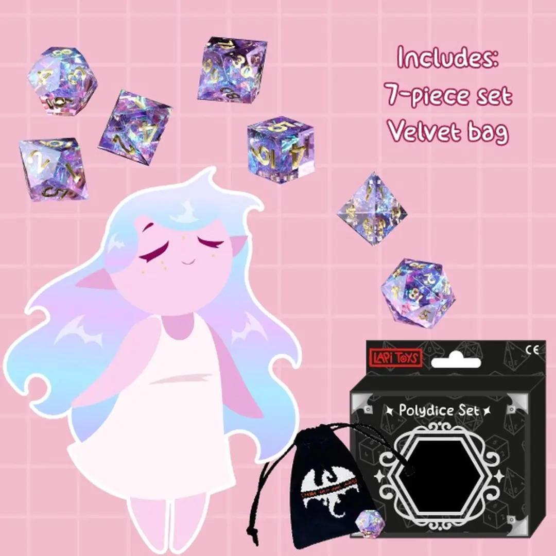 Lapi Toys DnD Dice Set Polydice - 7 Stuks - Roze/Paars