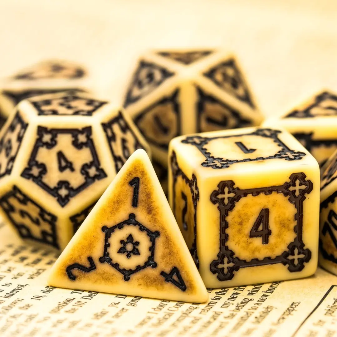 Lapi Toys D&D Dobbelstenen Set 7-delig - 25mm - Beige/Zwart